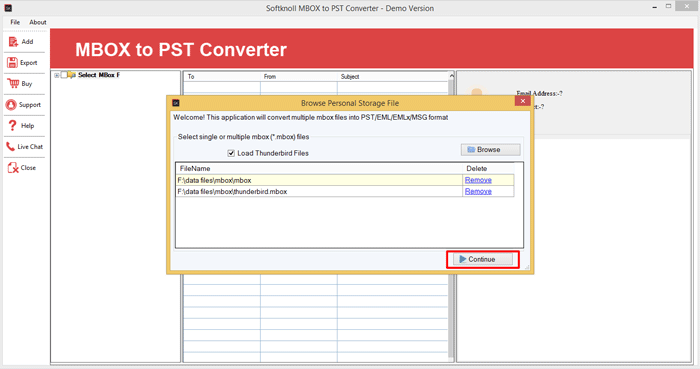 how to work mbox to pst