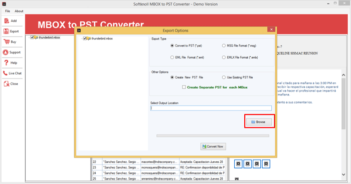 how to work mbox to pst